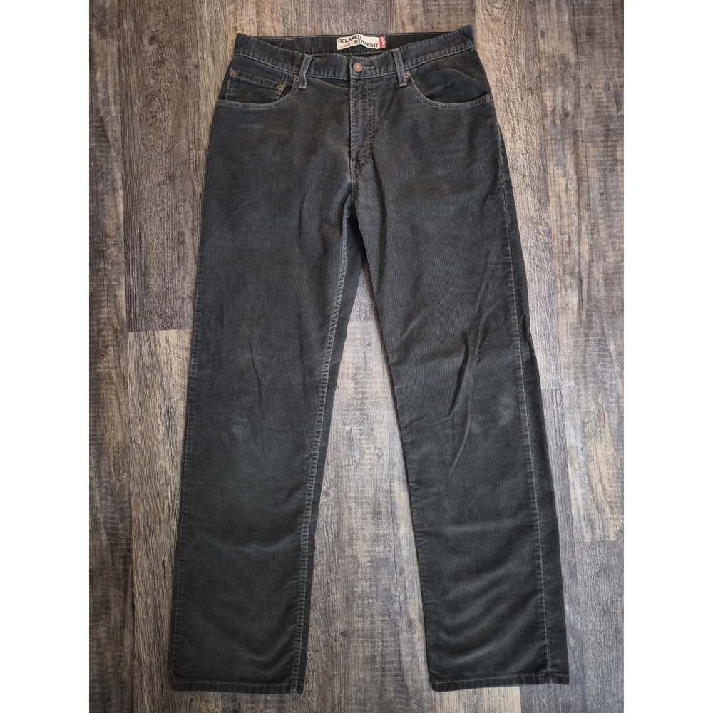 Levi's 559 Corduroy Trouser Pants Grey Cotton Relaxed Fit Straight Leg 33W x 34L